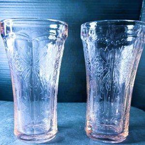 2 - Indiana Glass Pink Depression Water Glasses